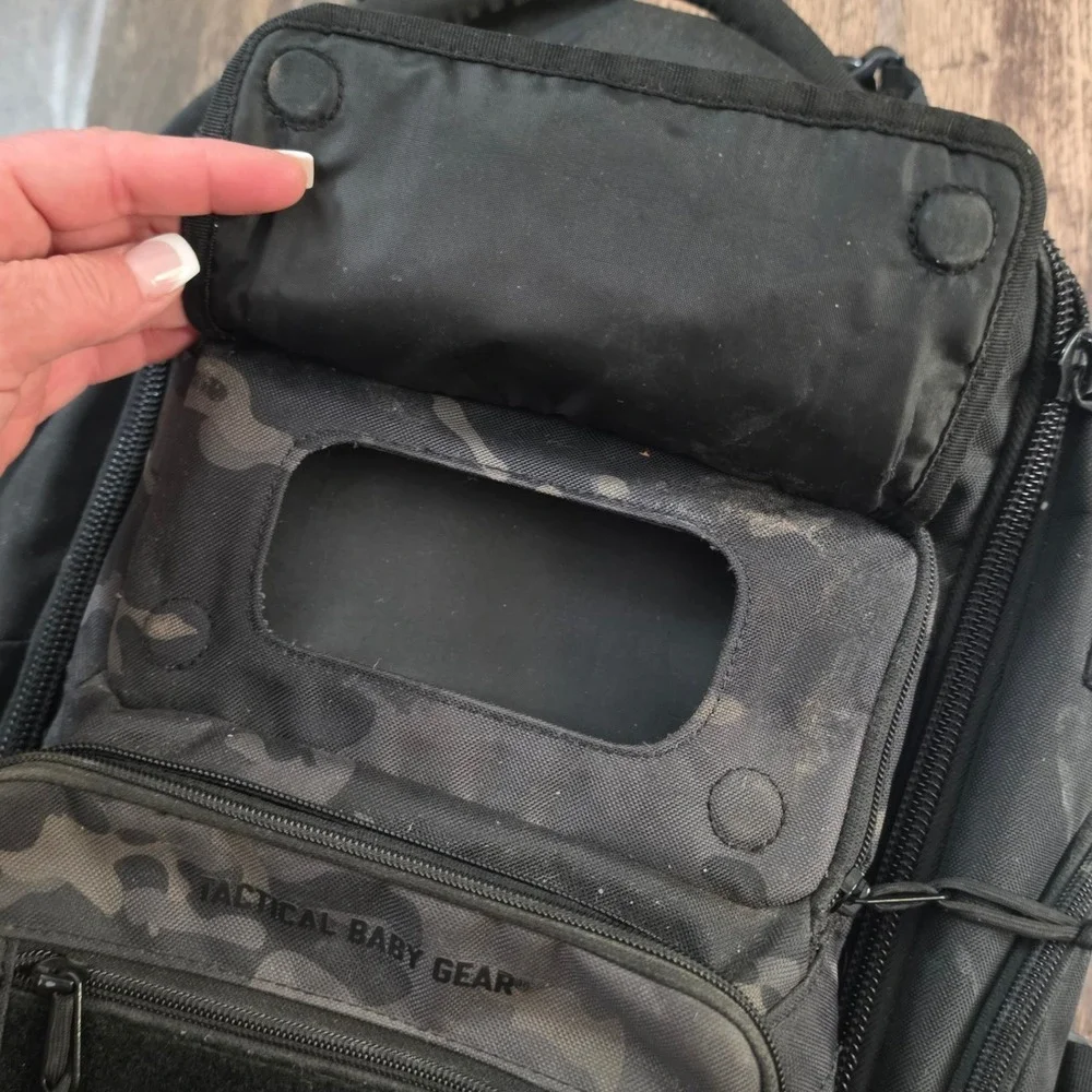 TACTICAL BABY GEAR Diaper Bag Backpack Mens Black Camo Dad Force Patch Daddy